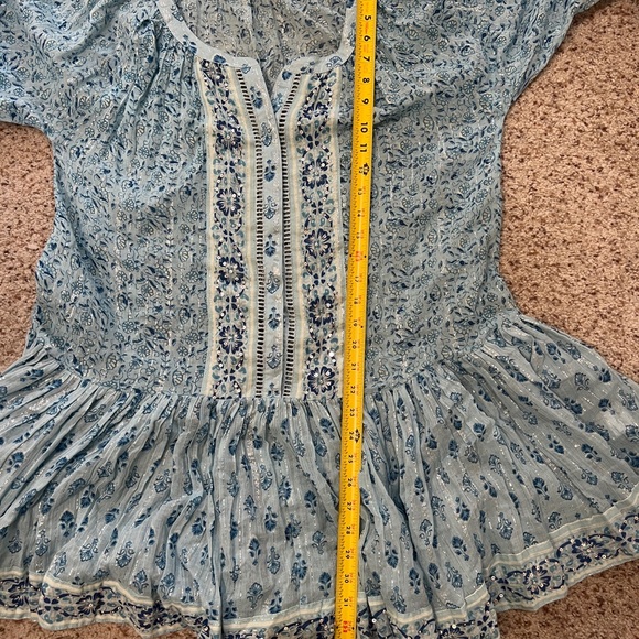 Miss June Cotton Blue Floral Mini‎ Summer Dress Beach Boho Resort Coverup medium - Picture 12 of 14